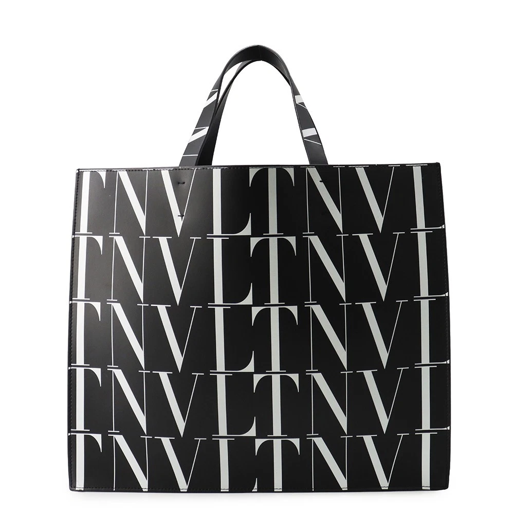 Valentino — Valentino Garavani Logo Shopper Tote Bag Leather Black/White UY2B0963GTC