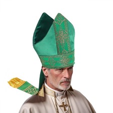 Bishop Hat Papal Mitre Clergy Costume Prop Headgear for Hallween Cosplay Part...