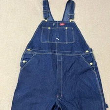 Dickies Men's Overalls 40x32 Blue Denim Carpenter Bib Farmer Workwear Outdoor