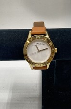 Marc By Marc Jacobs Mbm1218 Gold Tone 40mm Quartz Watch Tan Leather Strap Box