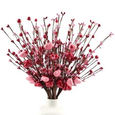 8PCS Heart Shaped Picks,17inch Artificial Valentines Day Flowers Decor Valent...