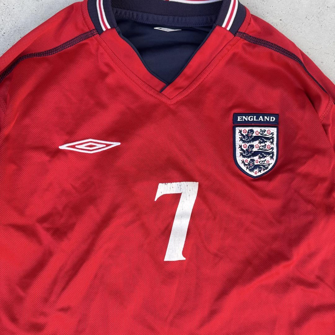 イングランド代表 BECKHAM 7 レッドシャツ beckham jersey umbro shirt england #7 red kit gold gb 14 eu