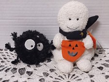 Russ Berrie Ghost Haunts Plush Beanie Terry Cloth 5.5" w/ bonus spider