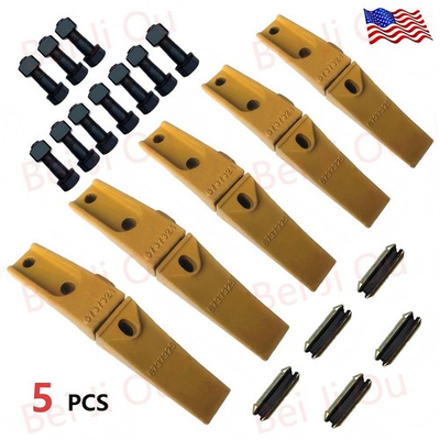 #ad 5 Bucket Teeth Assembly 6737322Y Bobcat Style Bolt on Flush Mount Pin Skid Steer $123.00