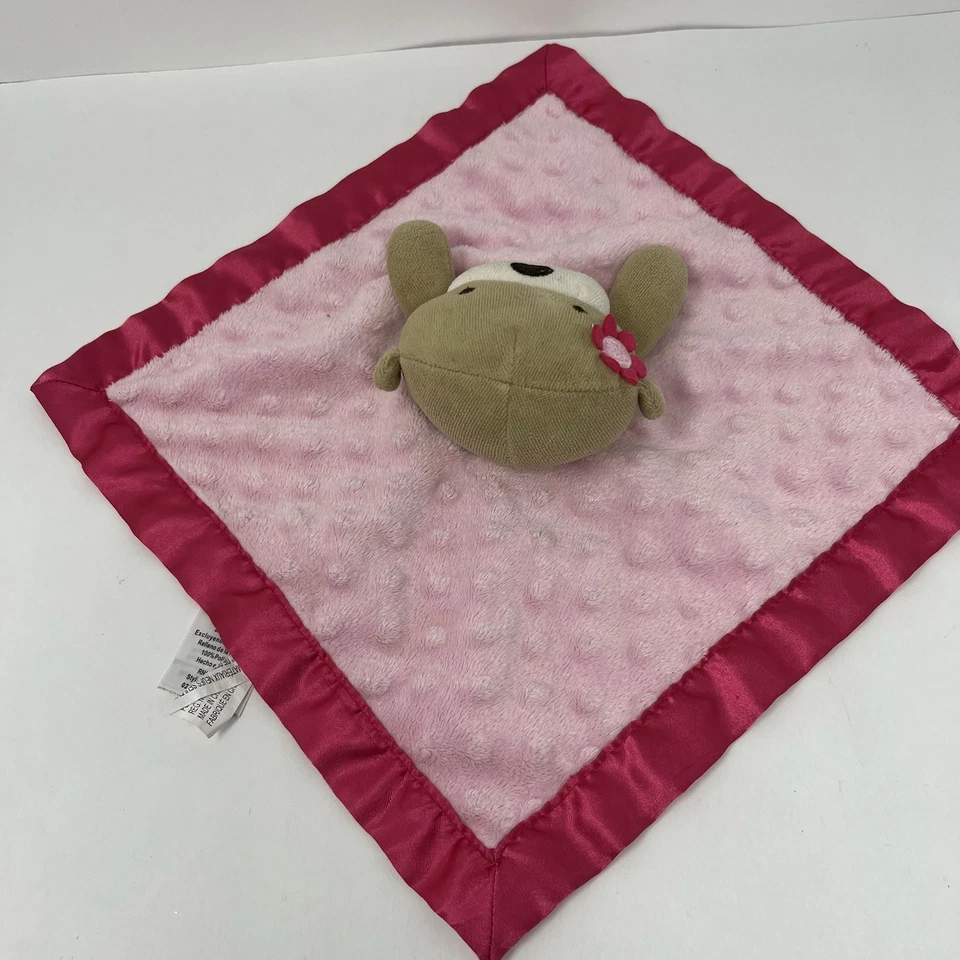 Manta de seguridad de felpa Granimals Lovey Pink Monkey Dot espalda satinada Foto 2 de 4