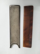 Antica custodia pettine tascabile in argento sterling edoardiano - Birmingham 1908 - ottima