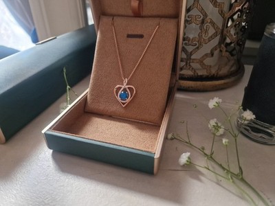 Rosevergoldet Herz Regal Tiefblau Anhänger Halskette Modeschmuck Geschenk