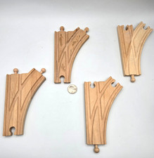 Wooden Train Railway Long Split Switch Track Lot x4 - like Thomas Friends BRIO