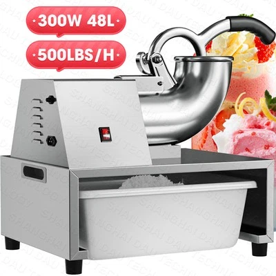 VNN Commercial Ice Crusher 500 LBS/H Electric Snow Cone Maker Shaved Ice Silver
