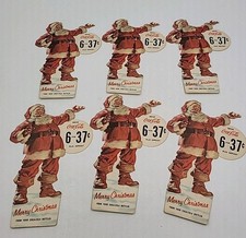 6~Tarjeta troquelada de colección Coca-Cola Feliz Navidad embotelladora de Coca-Cola de colección rara nueva de stock
