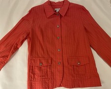 Coldwater Creek Orange Textured Button Jacket w/ Pockets Size 10 Pre-Owned