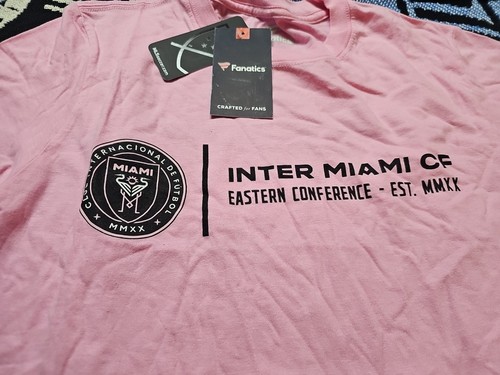 Official Inter Miami FC MLS Pink T Shirt Mens Size Small Fanatics New 135 - Picture 2 of 3