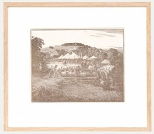 Charles William Taylor (1878-1960) - Framed Wood Engraving, Findon Sheep Fair
