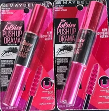 NEW Maybelline The Falsies Push Up Drama Waterproof Mascara- 305 very Black 2pk