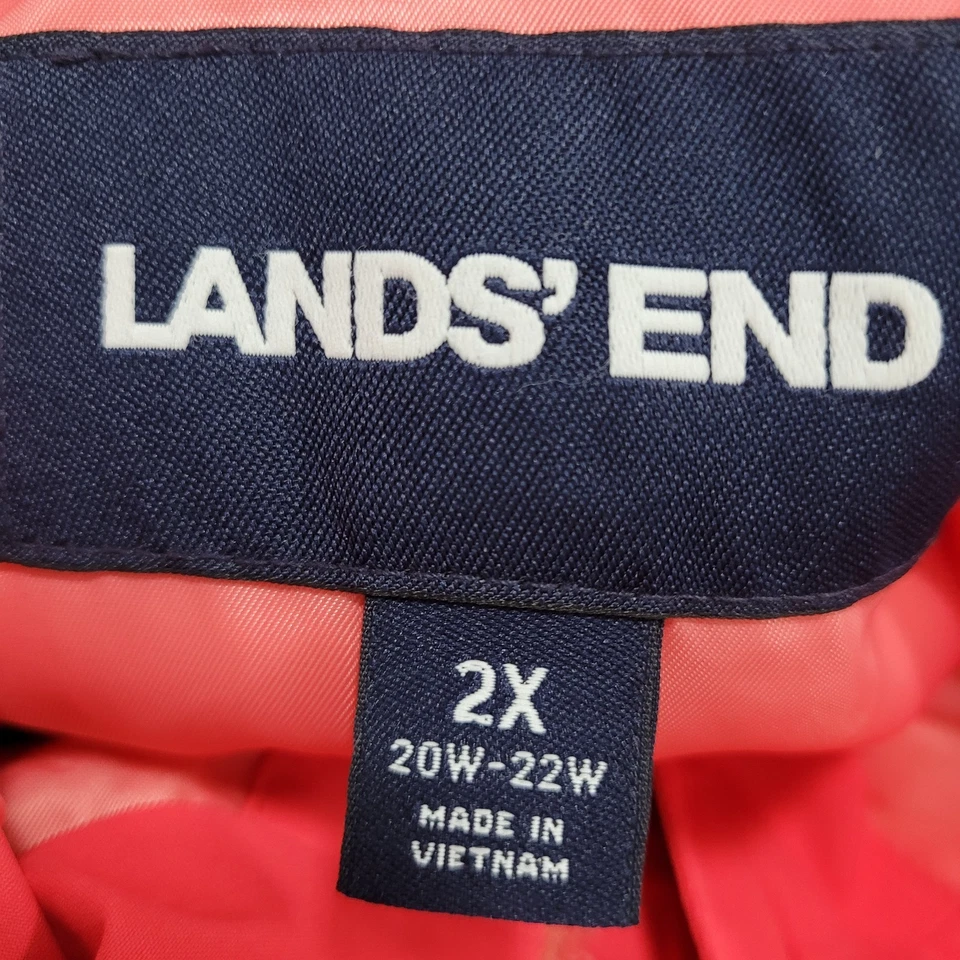 Lands' End Coral Hooded Lightweight Full Zip Lined Rain Jacket Coat 2X 20W-22W - Image 3 of 4
