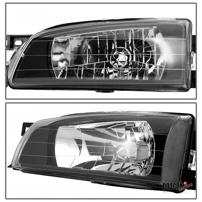 Fit 1995-2001 Subaru Impreza WRX Black Headlights+Corner Signal Lamps 4PC 95-01 - Image 3 of 4