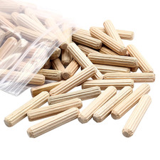 120pcs Hardwood Wood Dowel Pins, 1/4" x 1-1/8" Fluted Wood Dowels Rods Crafts Do