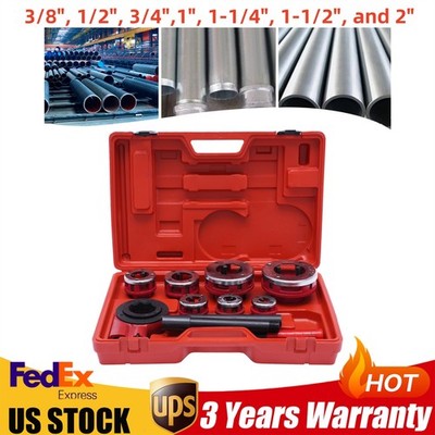 7 Size(3/8''-2'')Dies Hand Ratchet Pipe Threader Set Plumbing Reversing Knob Tool