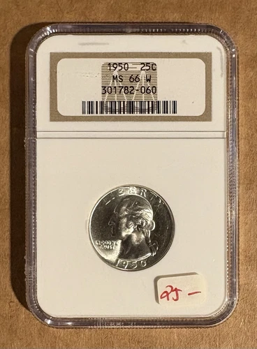 1950 WASHINGTON QUARTER NGC MS66 WHITE.