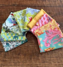 9 Fat Quarters Bundle Free Spirit Tula Pink "Besties" Some Metallic