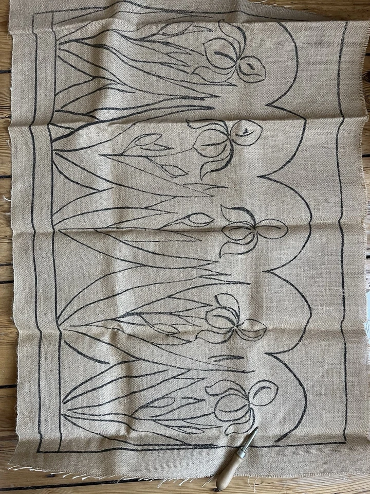 Vintage Emma Tennant Irises Rag Rug Kit Canvas+Prodder Hook + Trim 36 X24 in - Image 4 of 4