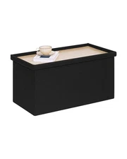 Folding Storage Bench, 30 inches Ottoman Coffee Table Cube Chair Foot Rest St...