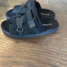 Draco Slides-Adjustable Straps In Reflective Black Mens Size 9-10 US