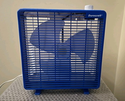 #ad #ad Vtg Duracraft Versatile 2 Speed 10quot; Desk Or Floor Box Fan DB 104 Blue White $54.40