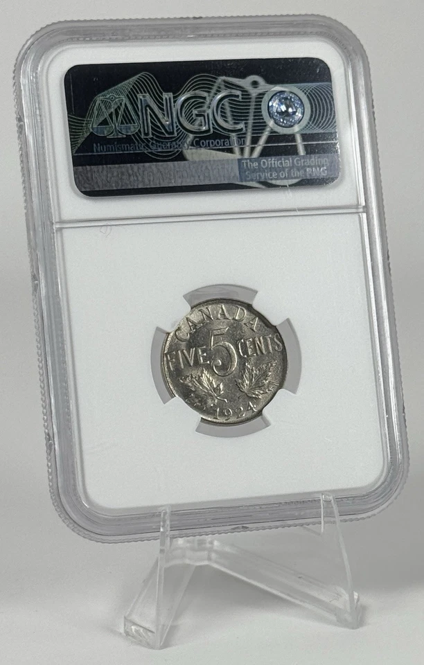 1924 Canada 5 Cent NGC MS61 King George V Die Clash Royal Mint Canadian Nickel - Image 2 of 3