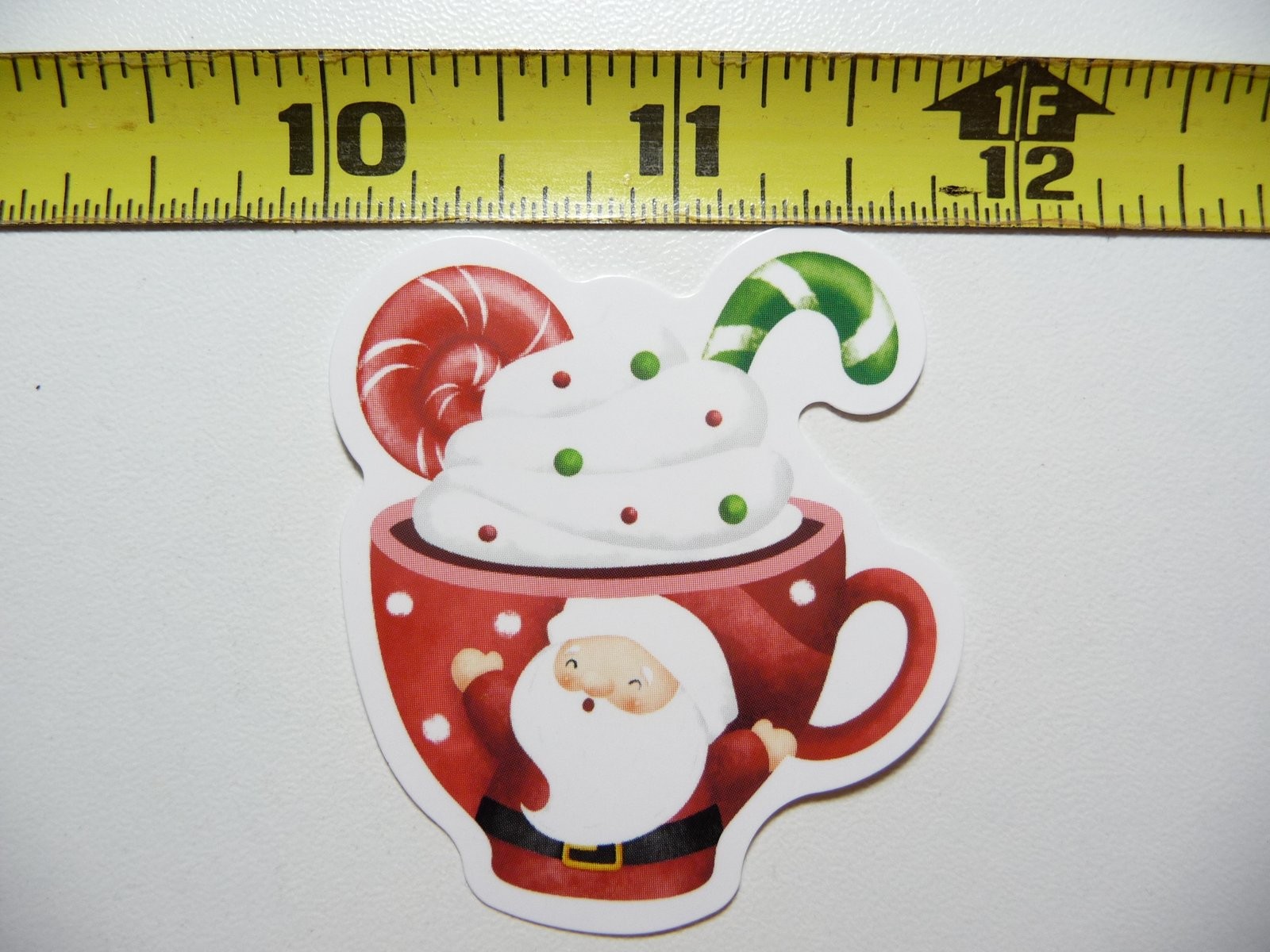 Festive Santa Mug Hot Chocolate Whipped Cream Winter Holiday Sticker Decal