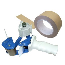 24 Rollen &aacute; 50m Papier Packband Klebeband Paketband braun + 1 Abroller K20B