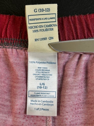 Boys Ninja Pajama Pants , L 10-12, Red/Gray, Fleece Graphic Print - Picture 8 of 8