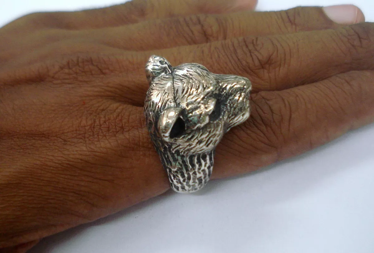 Sterling silver ring panther tiger head ring handmade jewellery Men Rings