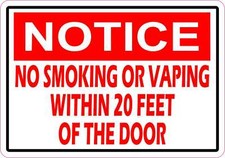 5in x 3.5in No Smoking Within 20 Feet of Door Vinyl Sticker Car Bumper Decal