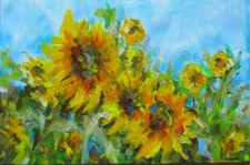 Bright Sunflower Wall Art – 12x18 Impressionist Oil Painting on Canvas