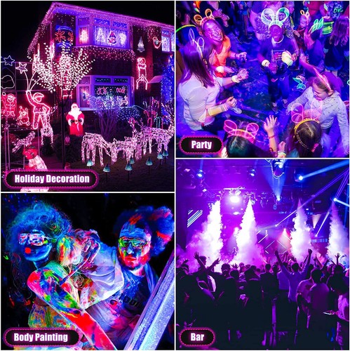 Paquete de 2 Lámpara LED UV Negra 100W DJ Música Escenario Halloween IP66 Exterior Fiesta - Imagen 17 de 19