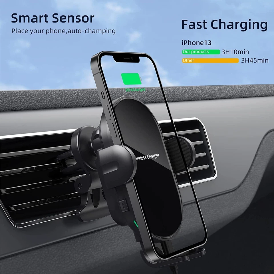 15W Automatic Clamping Wireless Car Fast Charger Mount For iphone Samsung - Image 2 of 4