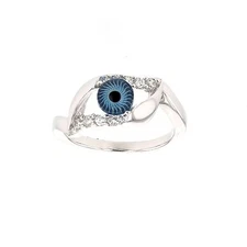 Silver & CZ Evil Eye Ring