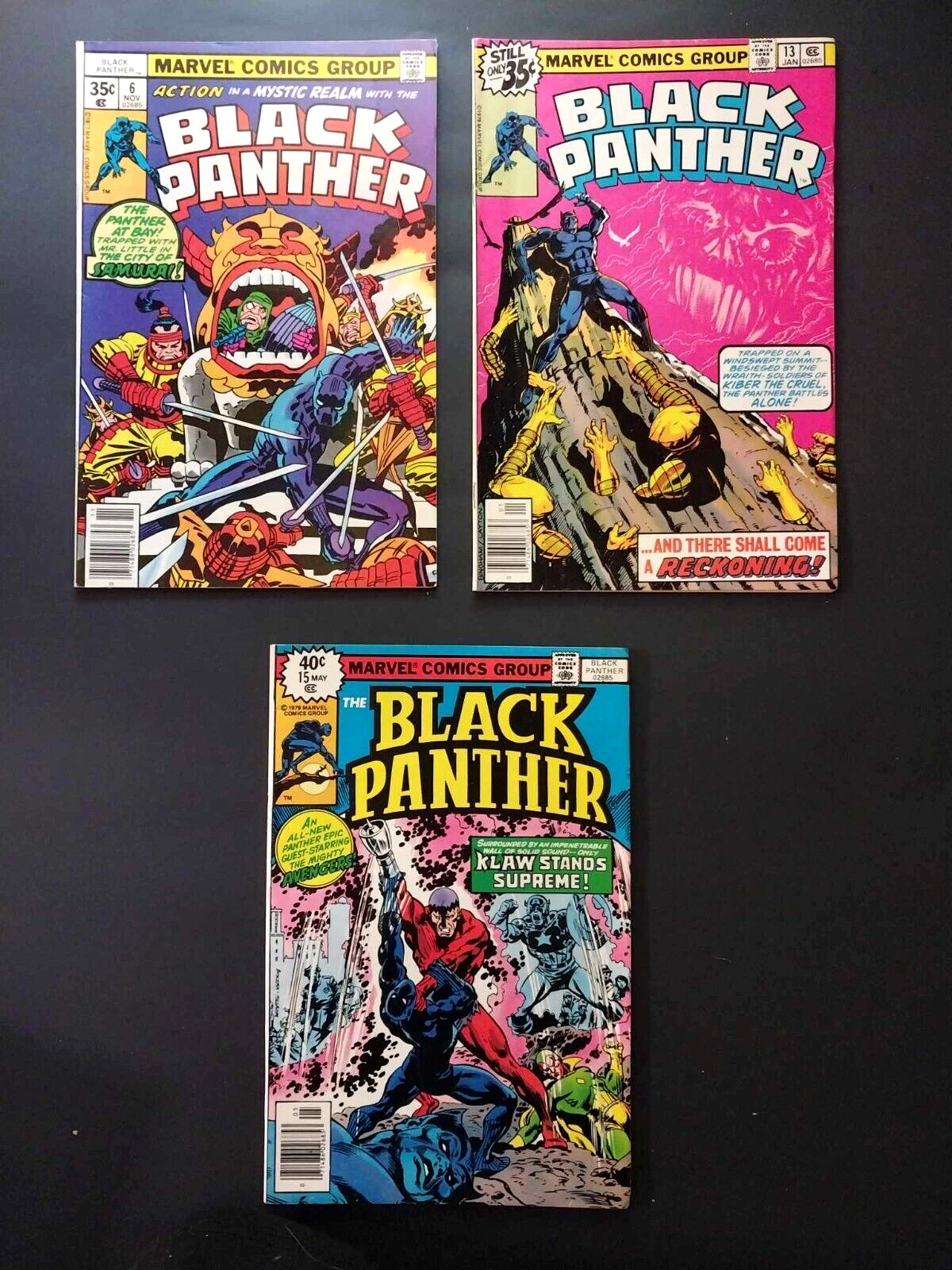 Black Panther Lot of 3 Issues: #6, 13 & 15 Bronze Age 1978 #15-Last Kirby Issue