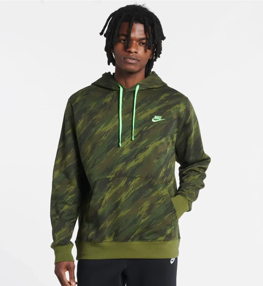 Nike sportswear club men's camo pullover hoodie hotsell