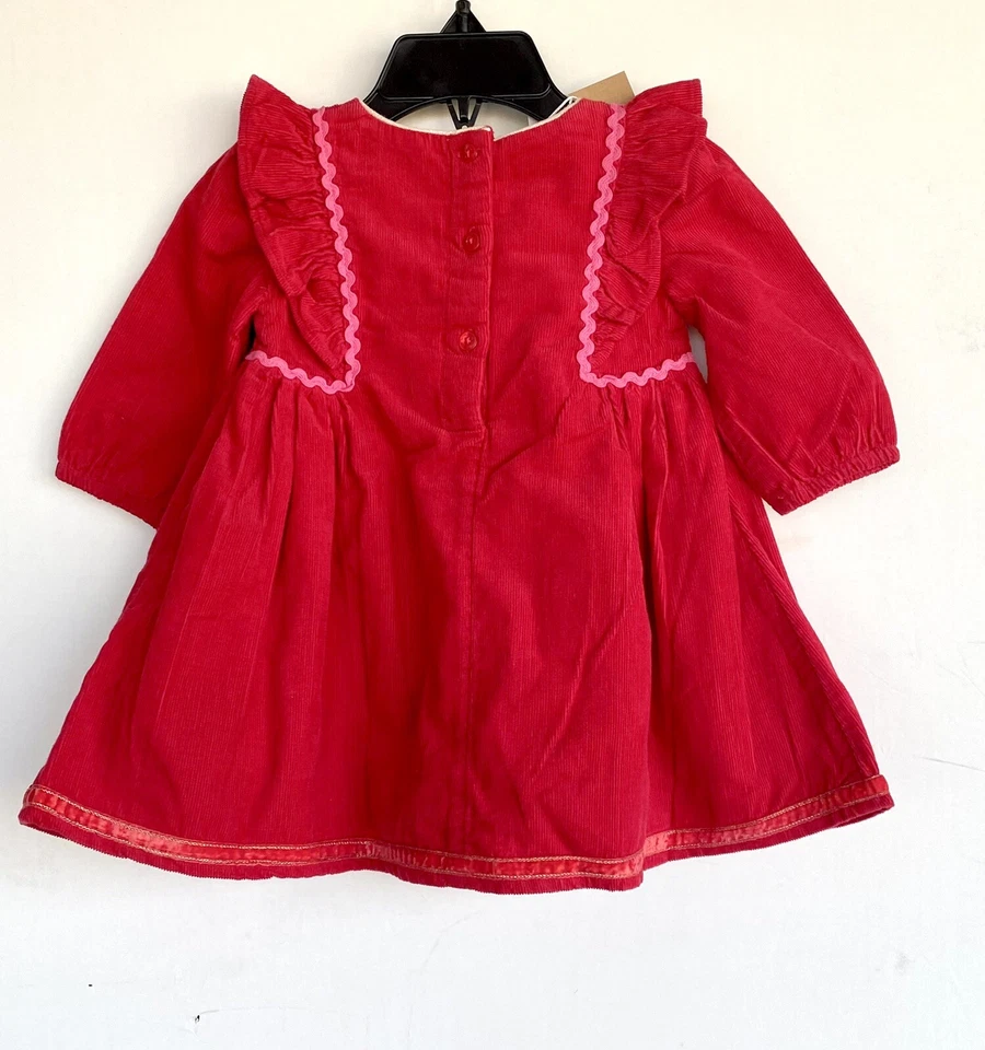 Monsoon London Cord Embroidered Dress 3-6M Appliqué Bird Deer Price $40 - Image 2 of 4
