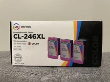 LD INK PODS for Canon CL-246XL 3X Refill Pods 1x Shell High Yield Color 3 Pack