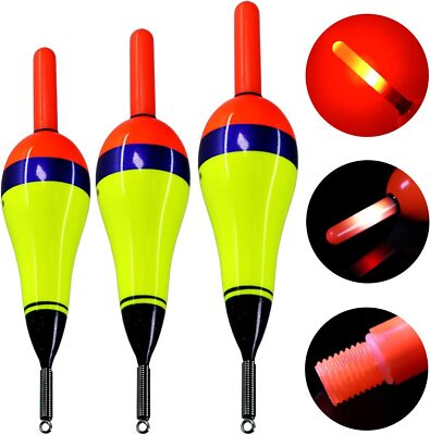 #ad 3pcs Fishing Bobbers Floats Set Foam Snap on Float Weighted Bobbers for Fishing $13.99