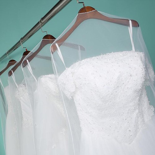 Long Transparent Soft Tulle Dust Cover Home Clothes Wedding Dress Protector+ - Imagen 3 de 15