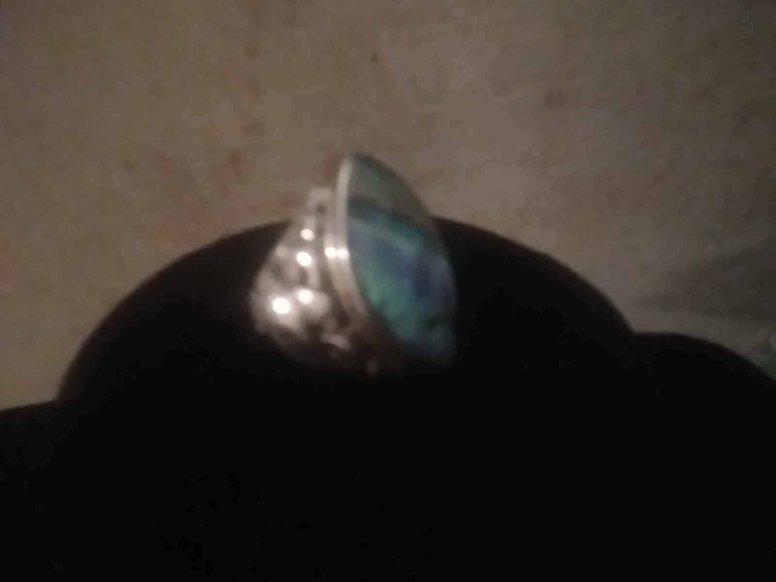 Vintage 925 Fish Abalone Shell Statement   Ring W… - image 1