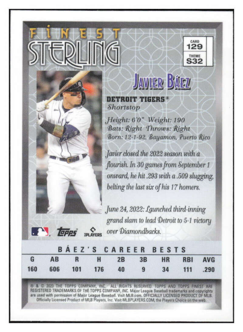 JAVIER BAEZ 2023 Topps Finest Flashbacks #129 Silver Uncommon MLB