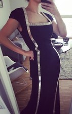 Escada Damen Dunkelblau navi Cocktail Abendkleid Bodycon Kleid 36/4 NP3400€