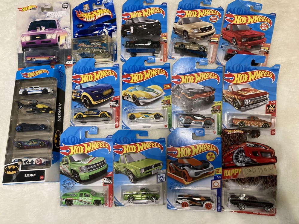 Hot Wheels Lot Of 18 Various Years & Models. In Packages Batman,Car Train,Truck