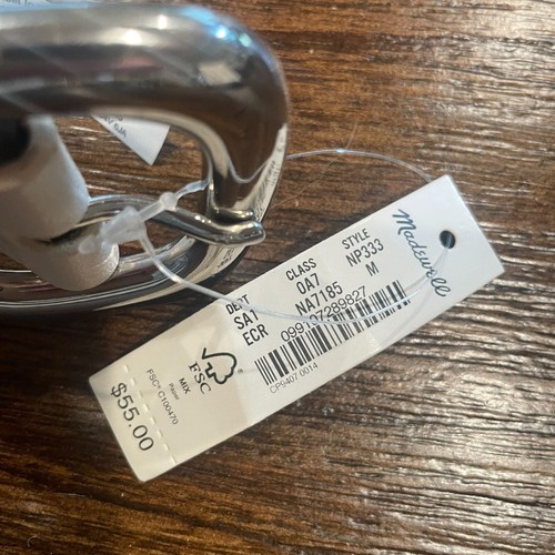 NWT Flawed Madewell Sz M Puffed-Buckle Leather Belt Ecru Off-White Cream NP333 - Picture 3 of 14