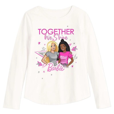 Barbie Graphic Tee T Shirt Girls Size Long Sleeve Clothing 4 5 6 6X 7 12 Pink